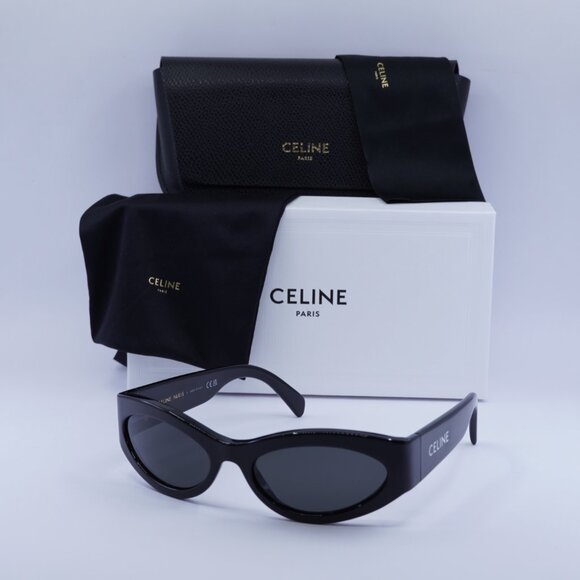 Celine CL40288I 01A MONOCHROMS Cat Eye Sunglasses–Shiny Black\Grey - Picture 5 of 10